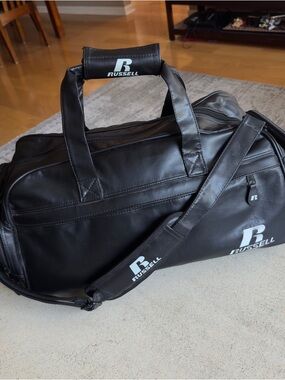 Vintage Russell Athletic Black Duffle Bag - Men's Travel Gym Bag